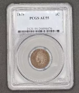 1875 Indian Head Cent | PCGS AU55 - Picture 1 of 4