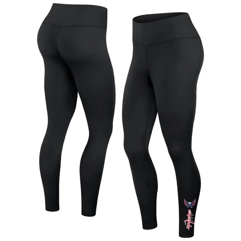 Women's Fanatics Branded Black Washington Capitals Wordmark Stacked Leggings Cover