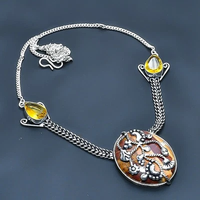 Collar Joyería Cappuccino Jaspe, Piedras Preciosas Citrino 18" V010 Foto 1 de 3