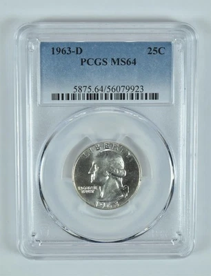 1963-D Washington Quarter MS64 PCGS Blue Label *6525 - Image 1 of 4