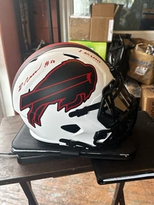 BUFFALO BILLS GREG ROUSSEAU SIGNED Lunar Eclipse F/S REP HELMET Inscription COA - Picture 1 of 5