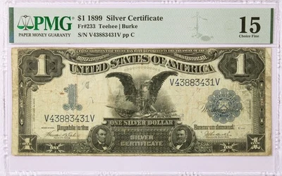 Series Of 1899 $1 Black Eagle Silver Certificate Fr#233 PMG Choice Fine 15 #066 - Image 1 of 2