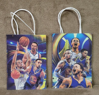 9 Basketball Party Favor Paper Loot Goodie Bags with Handles 2 Styles - Image 1 of 4