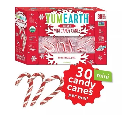 Yum Earth Organic Canada Candy Canes Co Xmas Top 9 Vegan Gluten-Free Peppermint - Image 1 of 3