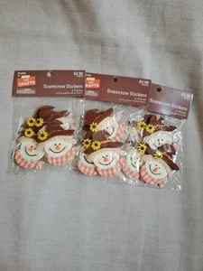 X3-Herbst Basteln Vogelscheuche Filz Aufkleber 4 Stück je 2,36 x 2,36 Zoll - Bild 1 von 6