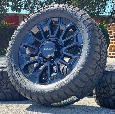 22 Black GMC Sierra Denali AT4 2500HD 3500HD Rims Wheels Tires 2020 2021 2022 - Image 1 of 4