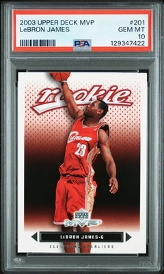 Tarjeta de novato 2003 Upper Deck MVP Lebron James #201 PSA 10 GEMA como nueva Foto 1 de 2