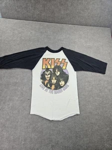 Vintage KISS Shirt Mens Black White Raglan Baseball 3/4 Sleeve Mardi Gras 80s - Picture 1 of 5