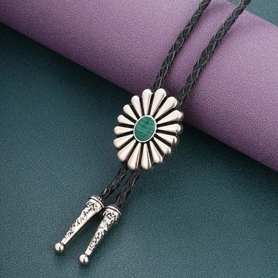 Corbata de vaquero occidental con corbata bolo de ágata de malaquita natural para hombre Foto 1 de 4