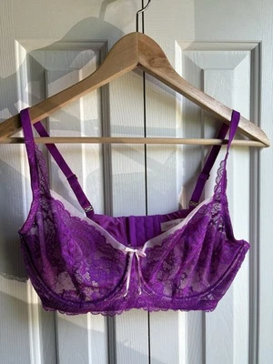Sujetador Skarlett Azul Minx Encaje Balconette Púrpura Con Aros Talla 36DD Foto 1 de 4