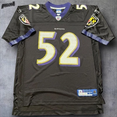Футболка мужская Baltimore Ravens большая черная фиолетовая NFL футбол Рэй Льюис 52 Reebok - Изображение 1 из 4