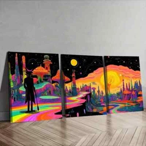3pcs "Strange Place (2)" Wall Art Canvas Framed 50x70cm - Picture 1 of 3