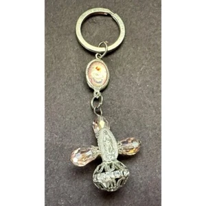 Vintage Religious Keychain With Beads & Virgin Mary Medallion - Picture 1 of 4