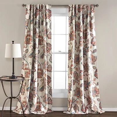 C42236p15000 Aster Window Roomdarkening Curtain Panels 84" X 52" Pair paisley  - Image 1 of 4