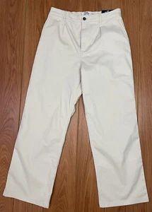 Neu mit Etikett Hollister ultrahoher Bund Dad Hose plissiert khaki Hose beige Größe Large - Bild 1 von 8