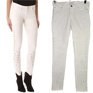 IRO Hawkins Skinny Jean Eyelet Cutout Detail White SZ 26 - Picture 1 of 12