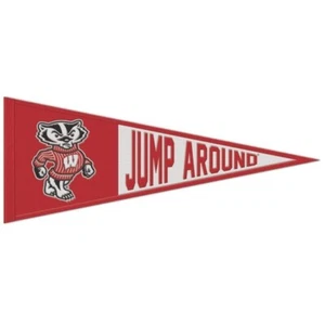 WISCONSIN BADGERS EMBROIDERED WOOL PENNANT 13"X32" NCAA LICENSED - Picture 1 of 1