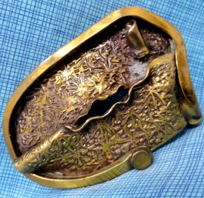 Hebilla de cinturón de bronce forjado abstracto boho original brutalista EA Chase de colección .MMR769 Foto 1 de 4