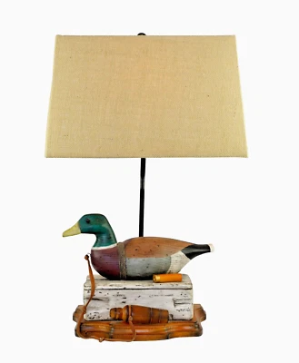 Lámpara de mesa señuelo pato mallardo llamada de pájaro cabaña rústica caza albergue decoración Foto 1 de 4