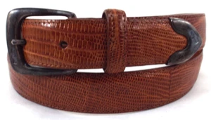 EUC VTG Polo Ralph Lauren Genuine Lizard & Sterling Silver 1" Dress Belt S34 USA - Picture 1 of 13