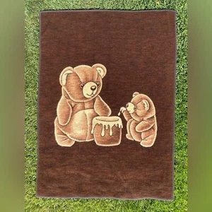 Vintage morbido velluto acrilico Germania Ovest orso con vaso miele coperta lancio - Foto 1 di 6
