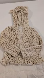 Girls Btween Furry Hooded Leopard Print Jacket Size 2T - Picture 1 of 8