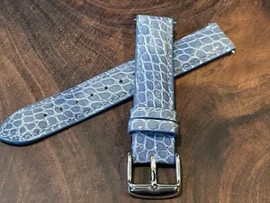 Hadley Roma 16mm Genuine Alligator Blue Quick Release Watch Band Made In USA - Picture 1 of 5