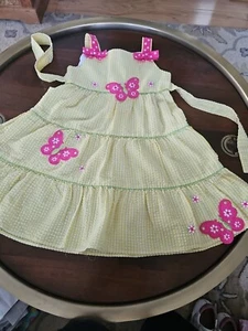 Emily Rose Girls 5 Sundress Sleeveless Yellow White Check Butterflies Ruffles - Picture 1 of 1