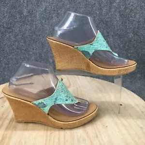 Sandalias para mujer Nine West 9,5 m de ancho con puntera de cuero azul sin cordones - Imagen 1 de 12