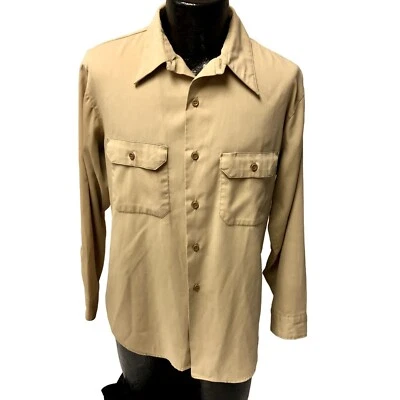 Vtg 60's JCPenney BIG MAC Beige MECHANIC Work Shop Worker 50/50 Shirt - Image 1 of 4
