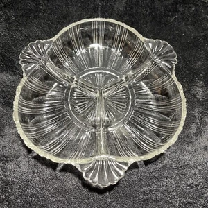 VINTAGE DEPRESSION GLASS HAZEL-ATLAS/3-PART PICKLE RELISH DISH HANDLED - Picture 1 of 8