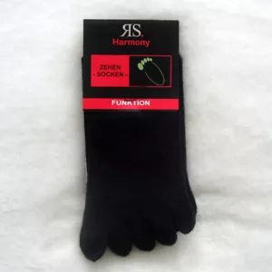 2 Pairs Women Toe Socks Toe Stocking Hygiene Socks Black Sizes 36 to 46 - Picture 1 of 2