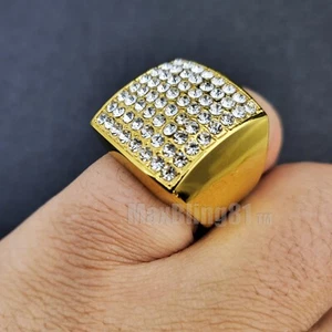 Anillo para hombre hip hop de acero inoxidable circonita cúbica helada brillante meñique TALLA 8~12 - Imagen 1 de 33