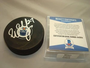 Milan Lucic Signed Edmonton Oilers Hockey Puck Autographed Beckett BAS COA 1A - Picture 1 of 3