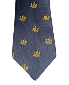 Vintage Devon tie with picture of tall sailing ship Galleon terylene 1950s 1960s - Picture 1 of 3