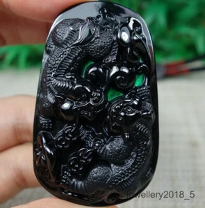 Certified Black Green Burma 100% Natural A jadeite Jade Pendant~PiXiu 墨翠招财貔貅 - Picture 1 of 12