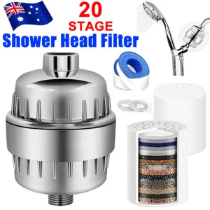 20 Stage Shower Head Filter Bath Hard Water Softener Chlorine Purifier 2 Filters - Picture 1 of 11