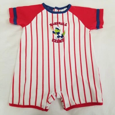 Bebé Niño Mayfair Company 18 Meses Rojo Blanco 1 Pieza Mameluco Béisbol Campeón Dinosaurio Foto 1 de 4