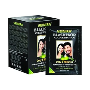 Veinira Black Hair Dye Shampoo Man Womens Black colour for Natural hair & Beard - Picture 1 of 1