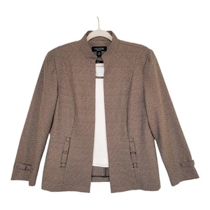 Perceptions New York 2 Pc Blazer Jacket & Shell Top Size 14 Brown Houndstooth - Picture 1 of 23