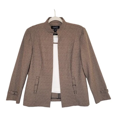 Perceptions New York 2 Pc Blazer Jacket & Shell Top Size 14 Brown Houndstooth - Image 1 of 4