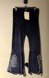 Gypsy Rose Faux Suede Flare Pants embellished Pull On  Womens L/XL Tree Of Life - Picture 1 of 8