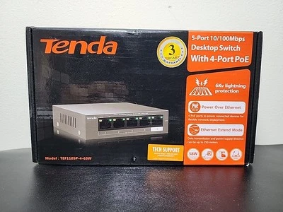 Tenda TEF1105P-4-63W 5 Port 10/100Mbps Desktop Switch with 4-Port PoE - Image 1 of 4