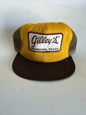 De Colección Años 80 Gilley's Pasadena, Texas Trucker Sombrero Gorra Marrón/Amarillo Nuevo Foto 1 de 4