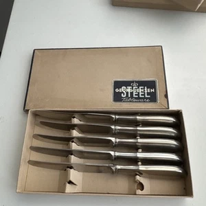 Georg Jensen Stainless Steel Tableware Made In Denmark Vintage Knife Set 5 Mitre - Picture 1 of 15