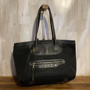 Borsa a tracolla A4 in nylon e pelle nera usata - Foto 1 di 12