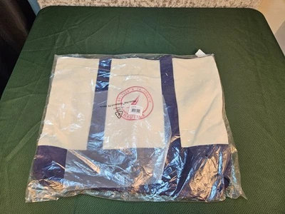 Nautica Jumbo на молнии сумка с короткими ручками натуральный/индиго холст новый  - Изображение 1 из 2