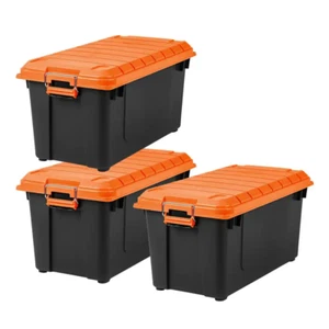 IRIS Storage Box 15.37" 82 QT. Heavy Duty Detached in Orange/Black (3-Packs) - Picture 1 of 12