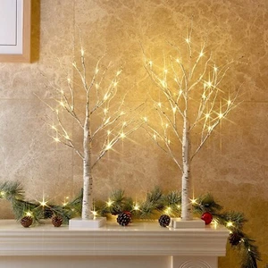 PEIDUO Christmas Decorations Indoor 2 FT Birch Tree with LED Lights Fairy Lig... - Picture 1 of 6