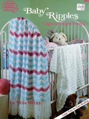 Baby Ripples by Rita Weiss 7 Afghans Knit & Crochet Am. School Leaflet 1071 NOS - Image 1 of 3